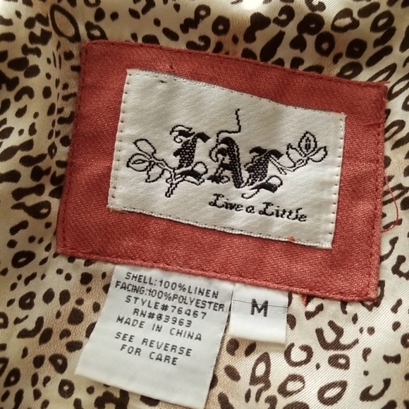 Vintage 100% Linen Top Military Combat by Live A Little / Sz M / Burnt orange - Picture 14 of 17